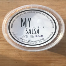 Load image into Gallery viewer, A tub of MY...Salsa. Made from vine-ripened tomatoes, fresh coriander, spring onions, garlic and spices. Similar to a traditional Pico de Gallo, MY...Salsa will raise the profile of whatever meal you add it to.
