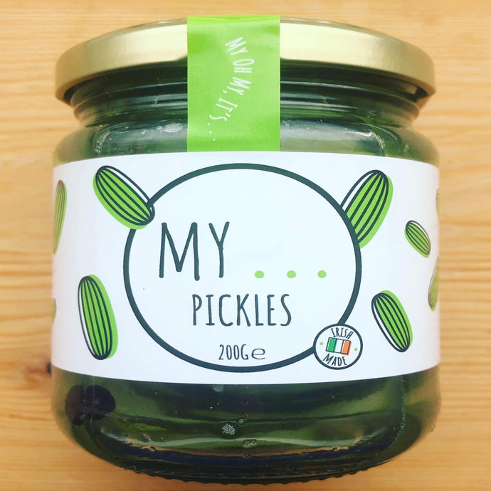 MY...Pickles. Thinly sliced cucumbers in our signature pickling juice and spices.
